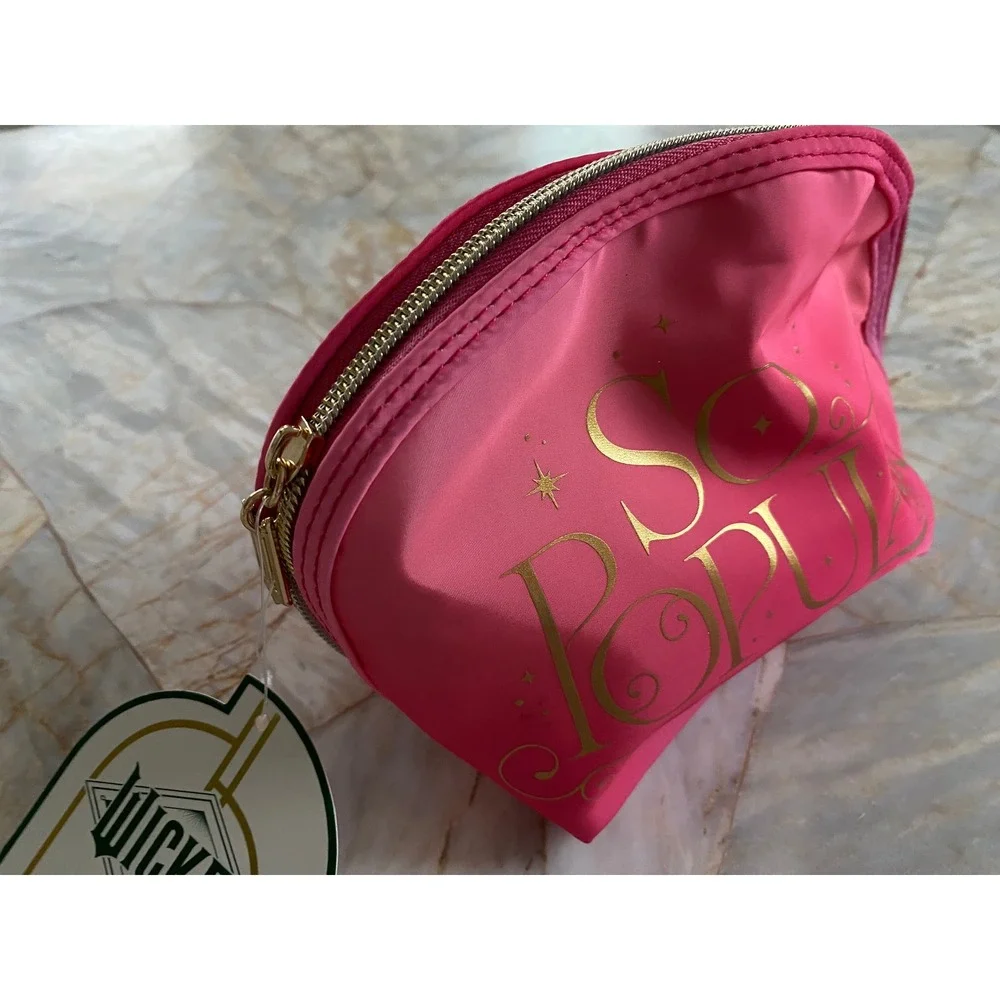 Wicked‎ x Conair Glinda So Popular Pink Cosmetic Makeup Bag Gold Zipper NWT